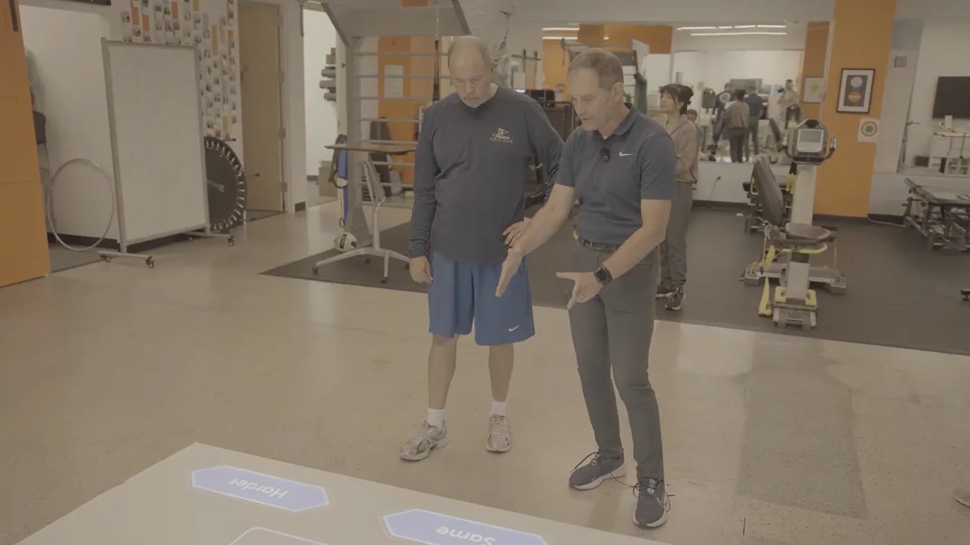 Dr. Mike Studer demonstrating EyeClick in a rehabilitation clinic