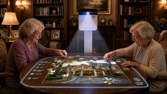 AI-generated Heritage table activity shared by 2 residents using interactive projection